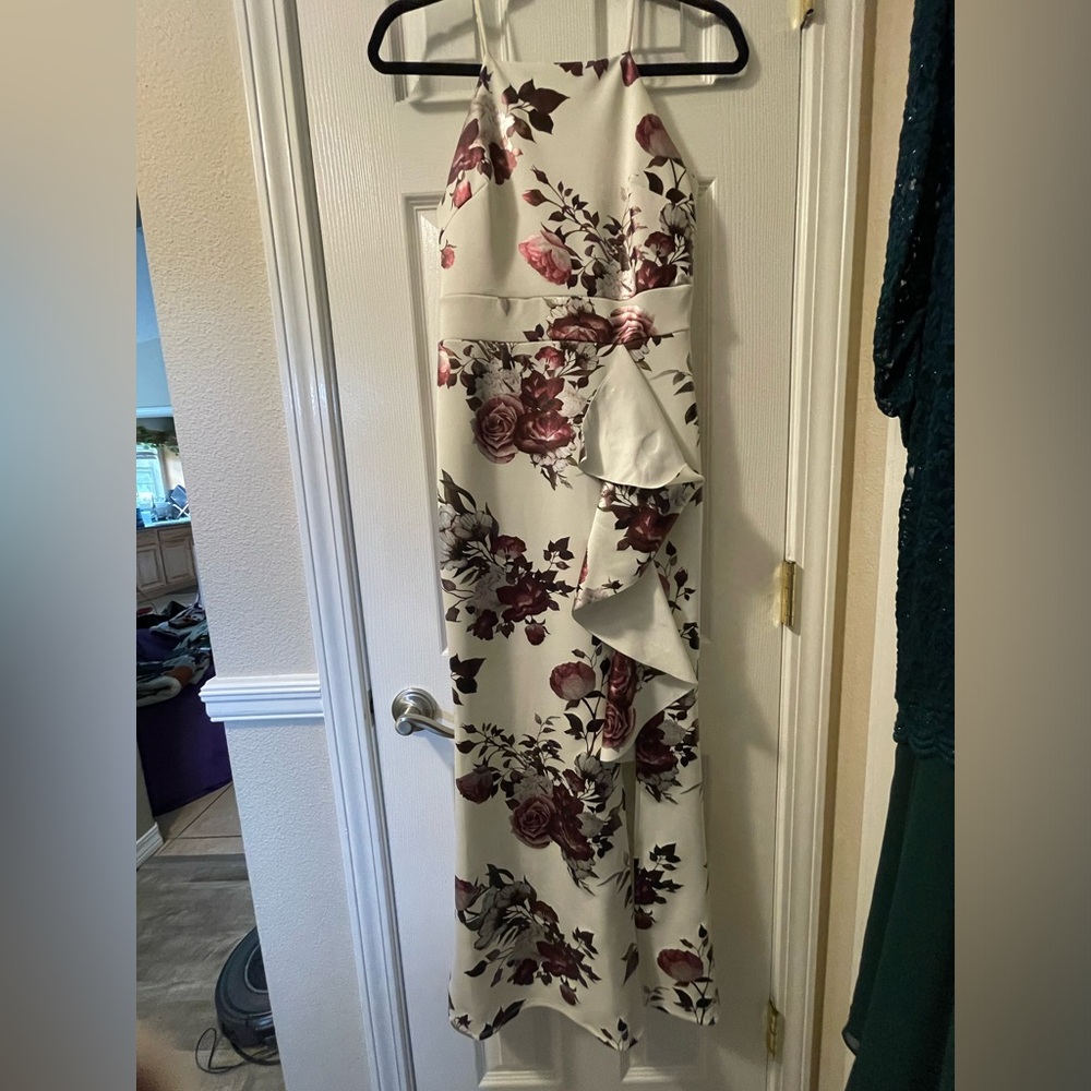 Maroon Flower Evening Gown